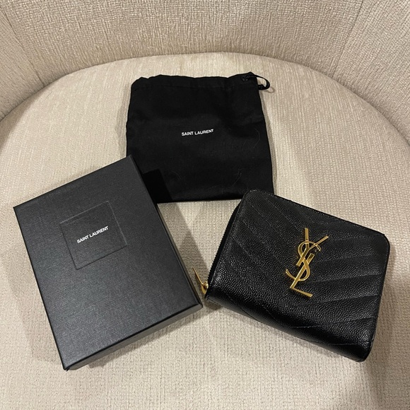 Yves Saint Laurent Handbags - YSL Wallet Brand New Black Calfskin Leather and Gold Hardware